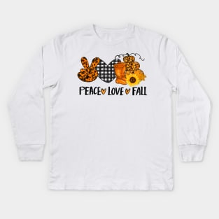 Peace Love Halloween Kids Long Sleeve T-Shirt